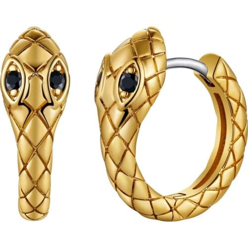 U7 Cute Snake Huggie Gold Hoop Earrings Snake Jewelry Unique Gift For Women E5000K