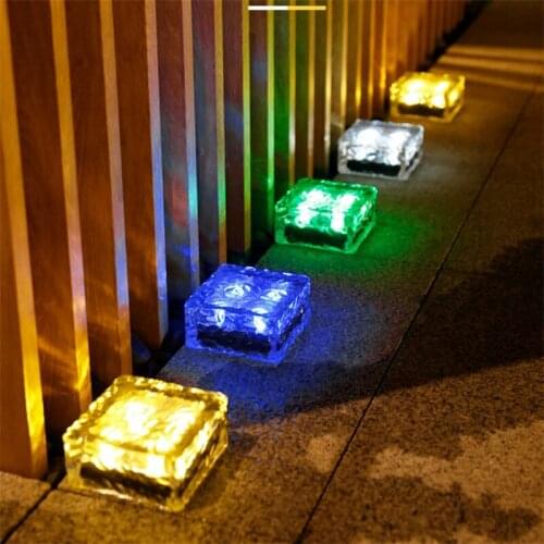 Outdoor LED Solar Underground Lamp Solar Garden Deck Light Brick Ice Cube Path Floor Light Stairs Lawn Deck Solar Buried Lights