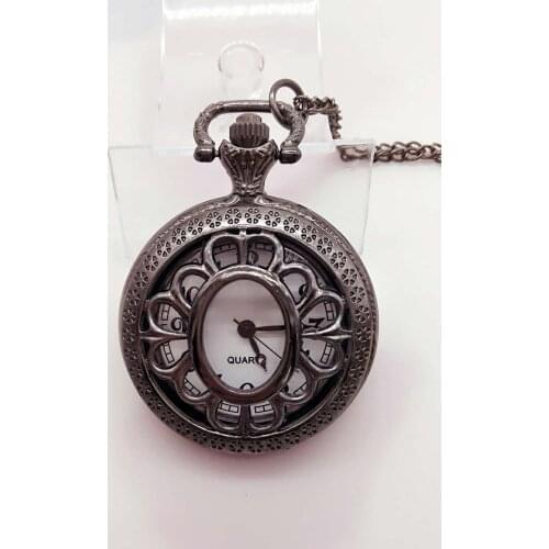 Vintage Black antique quartz woman And girl gift pendant gift Necklace pocket watches P86
