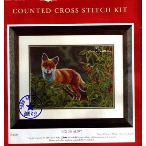 Top Quality popular lovely counted cross stitch kit fox on alert animal beast