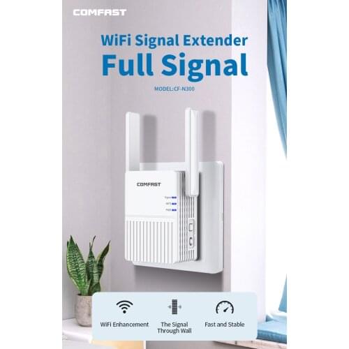 300M Wifi Repeater 2 Antenna Wireless Amplifier US COMFAST N300 Antenna Signal Booster Access Point 2.4GHz WiFi Relay Repeater