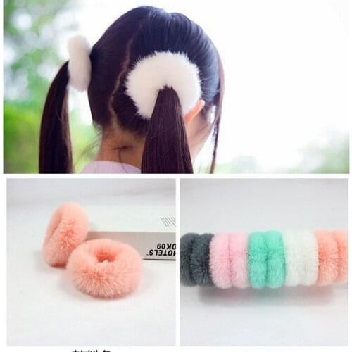 Hair Bun wraps Scrunchie Ring Elastic Hair Bands Bobble for Women girl Ponytail Faux Fur Scrunchies Accessories 20pcs FJ3353
