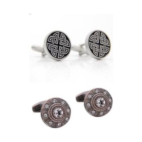 10pairs/lot Copper Enamel Cel tic Pattern Cufflinks Vintage Bronze Crystal Cuff Links Business Style Mens Jewelry Accessory