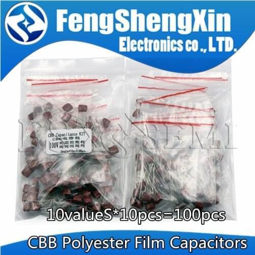 10values*5pcs=50pcs 400V 10nF ~ 3.3UF Metallized Polyester Film Capacitors CBB Assortment Kit
