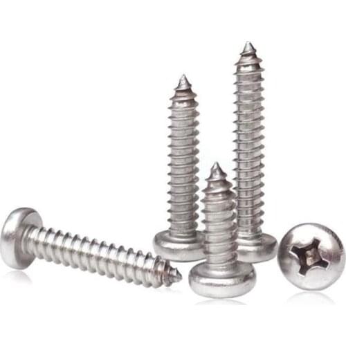 100pcs M2.5 6/8/10/12/14/16/18/20/22mm 201 Stainless Steel Phillips Pan Self Tapping Drilling Screws