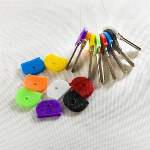 24pcs Random Color Hollow Round Key Caps Multi Color PVC Key Cap Covers Key Identifier Caps Elastic Topper Keyring Case
