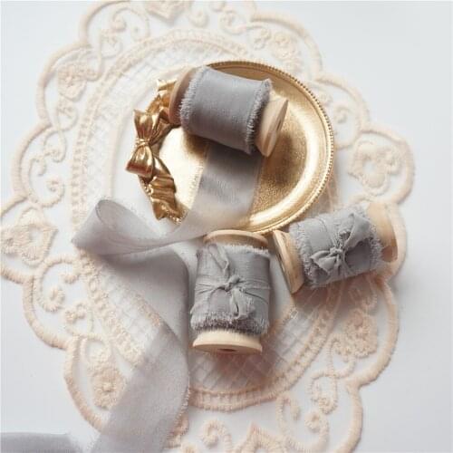 25mm 1" 100% Pure Silk Frayed Edged Ribbon Satin Silk Ribbon For Handcrafts Wedding Party Bridal Bouquet Invitations