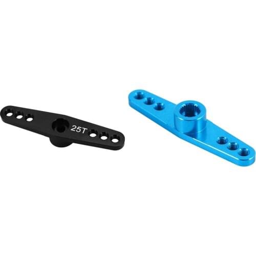 2x 25T Steering Servo Arm Horn Metal Full Throttle Parts Double Steering Arm for Futaba Black & Blue