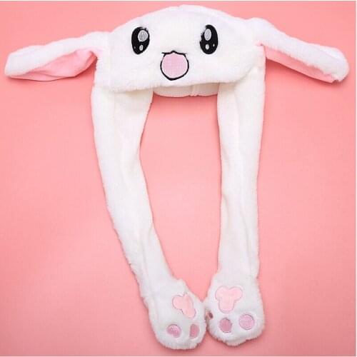 3Colors Kids Rabbit Ear Hats Party Gifts for Girl Movable Plush Dance Soft Toy Rabbit Airbag Dance Cap