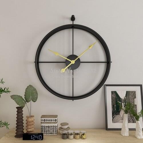 3D Art Vintage Metal Wall Clock Golden Home Nordic Style Decoration Antique Clock Creative Brief Iron Wall Hanging Clocks 52cm