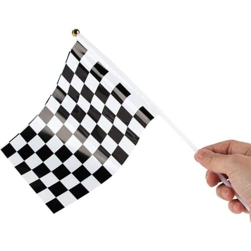5/10pcs Racing Checkered Flag with Plastic Stick Racing Flag Hand Held Stick Flags Race car Motorcycle Birthday Party Decortion
