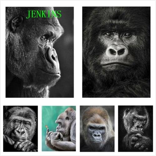 5D Diamond Painting Full Square/Round Animal Gorilla Diamond Mosaic Embroidery Rhinestone Picture Home Decoration Jenkins