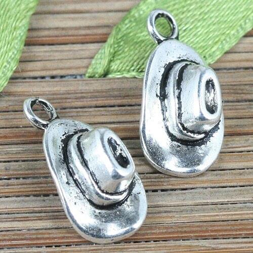 60pcs tibetan silver color hat charms EF0281