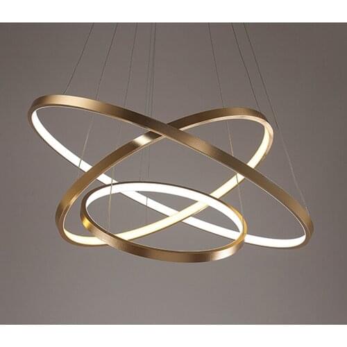 AC85-265V Cirkel Hanger Kroonluchter Verlichting Voor Eetkamer Keuken Kamer Ringen Aluminium Opknoping Kroonluchter lustre