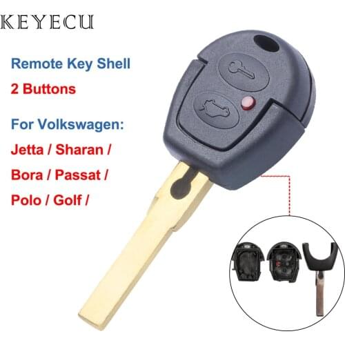 Keyecu Remote Car Key Shell Case Cover 2 Buttons for VW Volkswagen Polo Golf Passat Bora Jetta Sharan