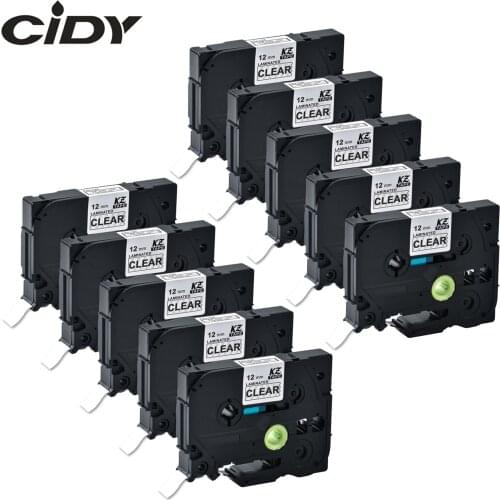 CIDY 10pcs 12mm white on clear tze label tapes Compatible TZe135 TZe 135 tz135 tz 125 laminated tape for p-touch