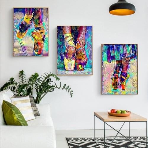 Graffiti Colorful Ballet Shoes Abstract Canvas Paintings Dance Room Decoration Posters Prints Wall Art Picture For Home Decor