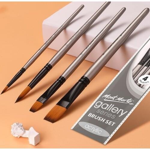 Artist Paint Brush Set 4/6Pcs High Quality Nylon Hair Wood Silver Handle Watercolor Acrylic Oil Brush Painting Art Supplies