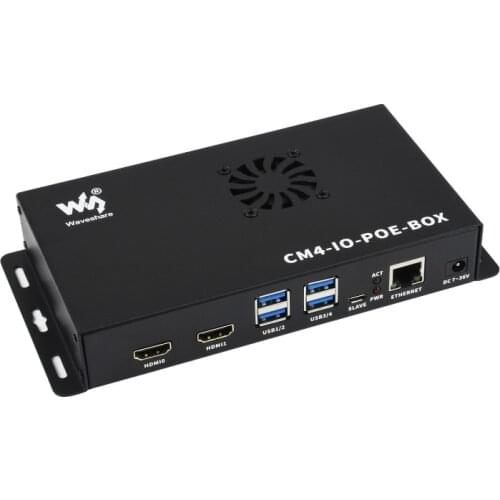 PoE Mini-Computer Based On Raspberry Pi Compute Module 4 (NOT Included), Metal Case, With Cooling Fan,Micro USB port