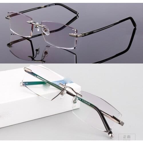 Luxury PRIVATE Custom Manual Pure Titanium Frame Diamond Cut High-elastic Tinted Lenses Mens Prescription Glasses Photochromic