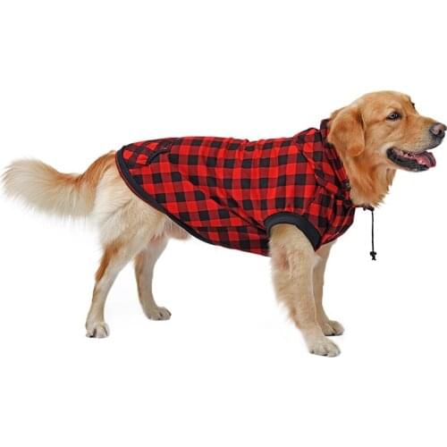 Pet Dog Grid Clothing Puppy Plaid Hoodie Warm Winter Clothes Removable Hooded Coat Jacket For Medium Large Dog Cat Clothes