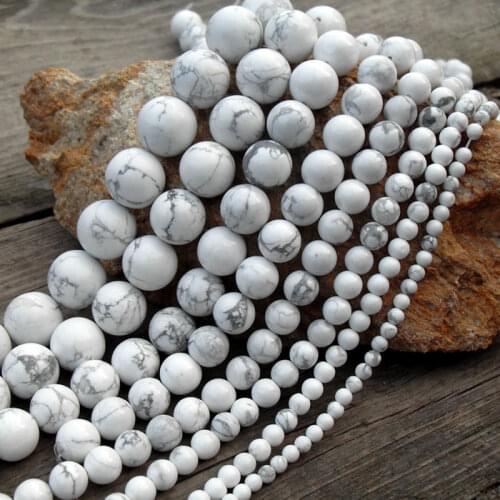 Wholesale Natural Howlite White Stone Beads For Jewelry Making DIY Bracelet Necklace 4/ 6/ 8/10/ 12 mm Strand 15.5
