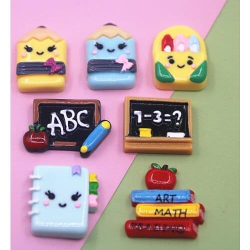 10PCS Resin back-to-school season Flat back Cabochon Art Supply Decoration Charm Craft DIY Accessories