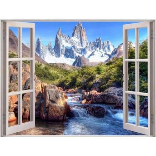 Full 5d diy Diamond Painting cross stitch Window Snow Scenery Square/Round Diamond Embroidery Diamond Mosaic Sticker hh416