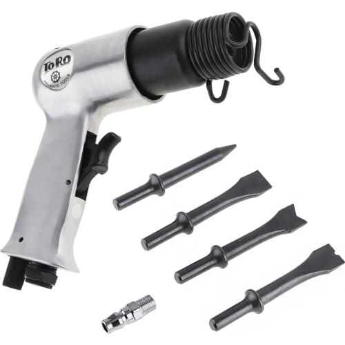 TORO 9150 120mm Professional Handheld Pistol Gas Shovels Super Duty Air Hammer Small Rust Remover Pneumatic Tools with 4 Chisels