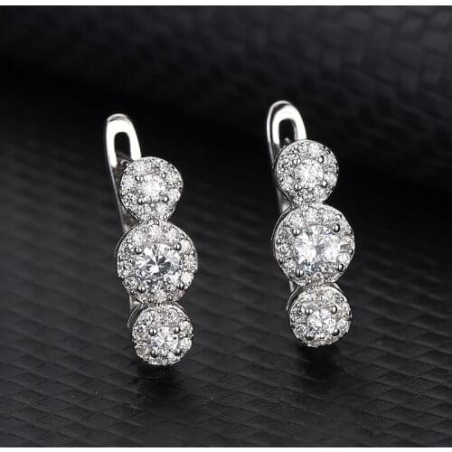 Fashion Floral Shape Earrings Womens Zirconia Full Diamond Earrings Buckle S925 Sterling Silver Jewelry Wholesale