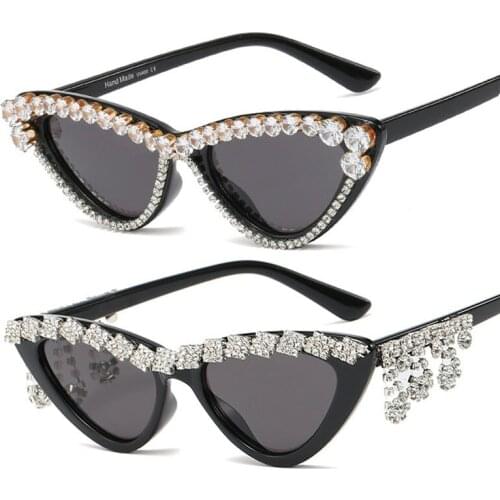 Cat Eye Rhinestone Sunglasses Ladies Fashion Steampunk Diamond Sunglasses Crystal Retro Tone Glasses UV400 Oculos