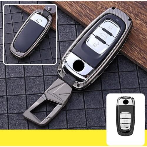 Carbon Fiber Style Zinc Alloy Car Key Case Cover Shell Protector Styling Accessories for VW volkswagen Phideon 2016 2017 2018