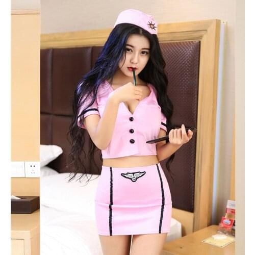 Pure Charming Flight Attendant Uniform Temptation Women Erotic Lingerie Suit Sexy Nurse Costume Couple Cosplay For Sex Plus Size