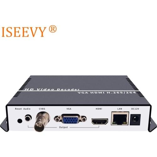ISEEVY H.265 H.264 4K Video Decoder IPTV Decoder with HDMI VGA CVBS output for Network Stream Decode support RTMP RTSP UDP HTTP