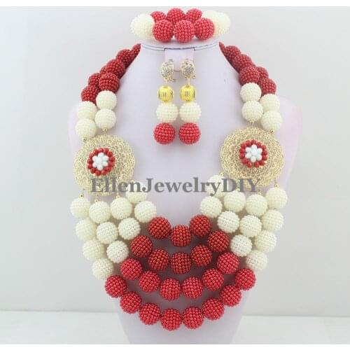 African Coral Jewelry Sets Nigerian Beads Wedding Jewelry Set Bridal Statement Jewelry Set Free Shipping W11282