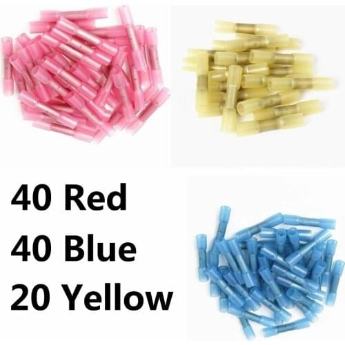 100PCS AWG22-10 Heat Shrink Butt Connectors Electrical Wire Splice Cable Waterproof Crimp Terminals Assortment Kit