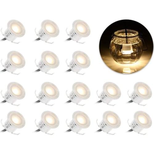 16Pcs LED Deck Light IP67 Waterproof Stainless Steel Recessed Stair Underground Bulb Lamp LED Floor Light Garden Wall Spotlight