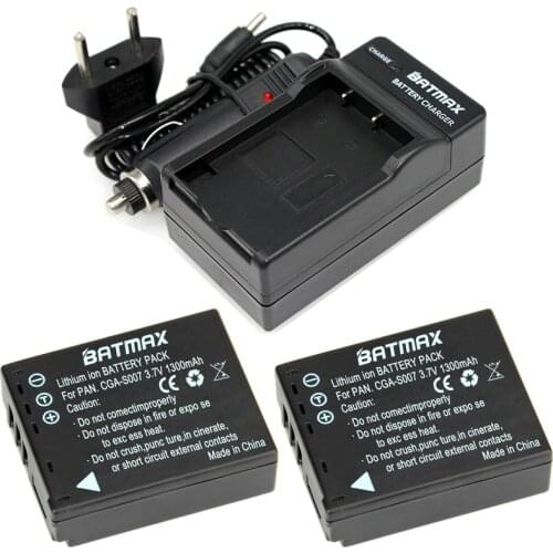 2Pcs 3.7v 1300mAh CGA-S007 CGA CGR S007E S007 S007A BCD10 Battery + Charger for Panasonic DMC TZ1 TZ2 TZ3 TZ4 TZ5 TZ50 TZ15