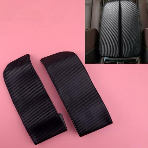 2Pcs Center Console Armrest Cover Black Carbon Fiber Style PU Leather Fit For BMW X5 E70 X6 E71 2008 2009 2010 2011 2012 2013