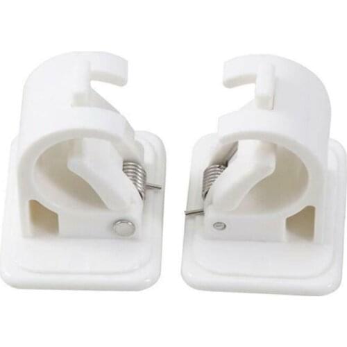 2 PCS Self Adhesive Hooks Rod Bracket Towel Curtain Bracket Drapery Pole Hanging Rod Clip Wall Hooks