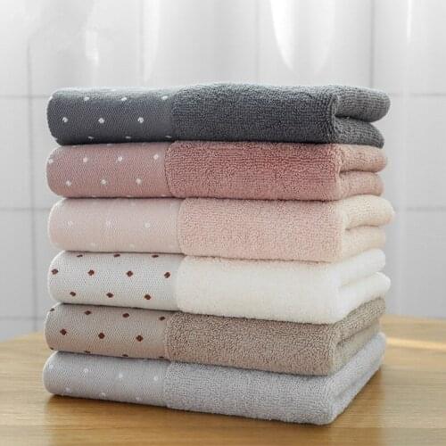 34x75cm 100% Cotton Absorbent Dot Pattern Solid Color Soft Comfortable Men Women Bathroom Travel Hand Towel