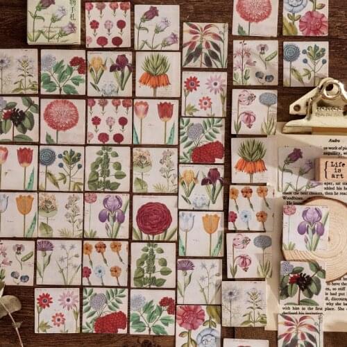 45pcs / Box Retro plant flower notes diary stationery sticker Mini Paper scrapbook material label decoration sticker
