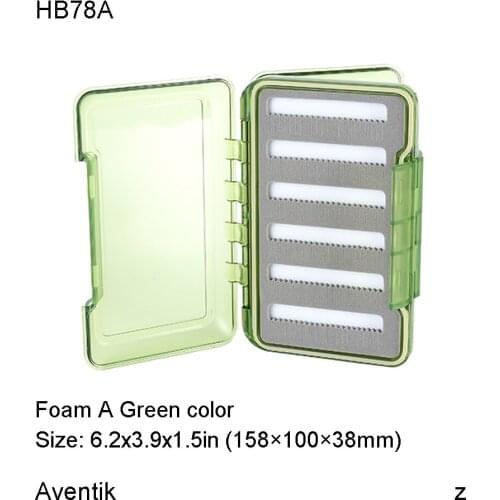 Aventik Plastic Waterproof Fly Fishing ABS Double Side Clear Green Slit Foam fly Fishing Box M 6.2x3.9x1.5 inch (158x100x38mm)