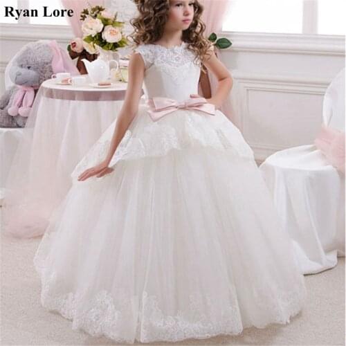 Ball Gown Flower Girl Dresses 2020 Sleeveless Kids Princess Dress With Bow Weddings First Communion Dress Pageant Gowns jurkjes