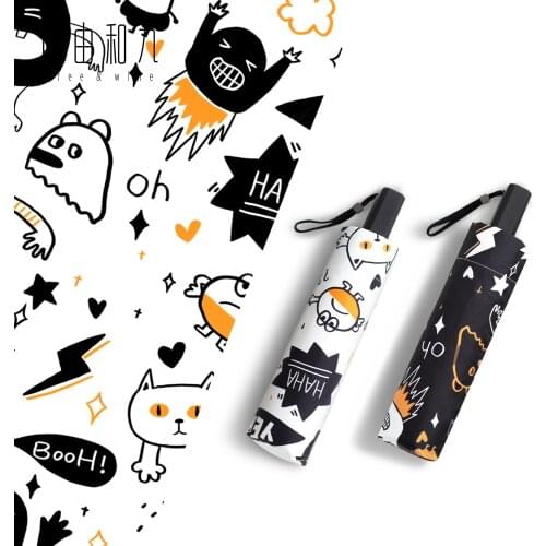 Free and Nine Creative Cartoon Umbrella Dual-purpose Sun Umbrella Sunscreen UV Protection Girls Portable 30% off
