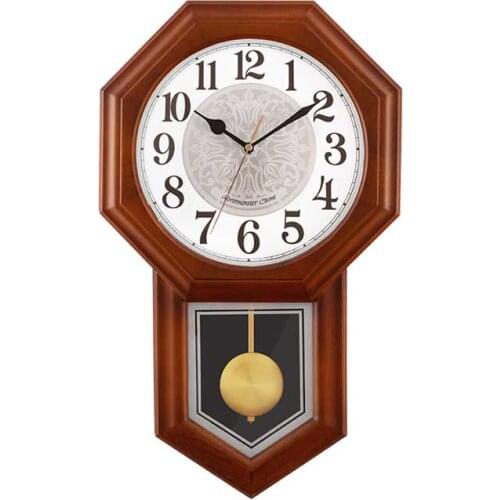 Large Wall Clock Modern Design Vintage Pendulum Wall Watch Chinese Silent Wood Shabby Home Decor Living Room Kitchen Clock
