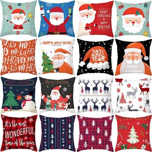 2021 Merry Christmas Cushion Cover 2020 Christmas Decorations for Home Navidad Kid Gifts Cristmas Ornament Happy New Year Xmas