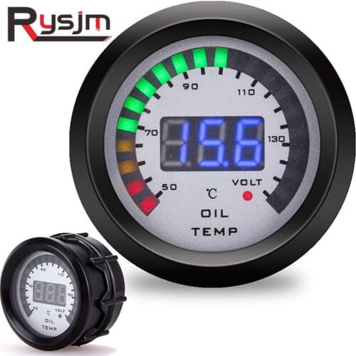 52mm oil temp gauge 2 In 1 Car Digital ALARM Gauge Pressure Voltmeter Volt meter oil Temperature Gauge oil temperature sensor12v