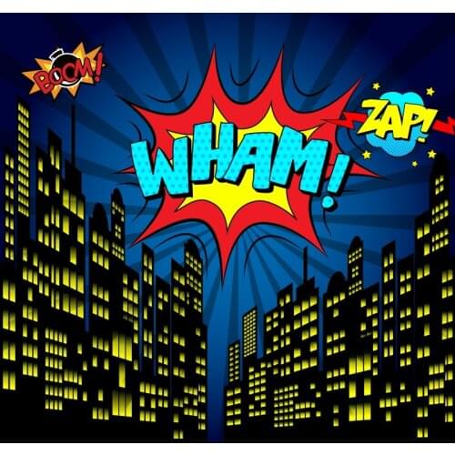 Laeacco Superhero Backgrounds For Photography Baby Birthday Party Comics Photocall Family Shoot Photographic Backdrops