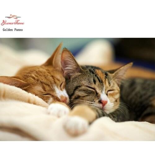 Golden Panno,DIY DMC 11CT 14CT completely Cross stitch Animal Two cat kits embroidery needlework sets wall decoration 08
